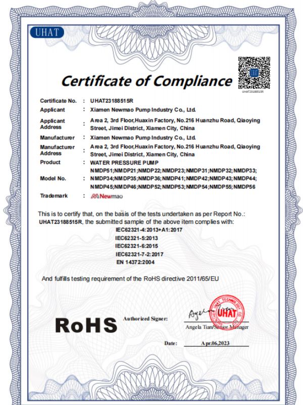 Membranpumpe ROHS-Zertifizierung